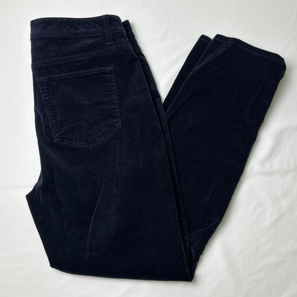 Talbots Womens High-Waist Straight-Leg Corduroy Jeans Size 10P Navy Blue Stretch